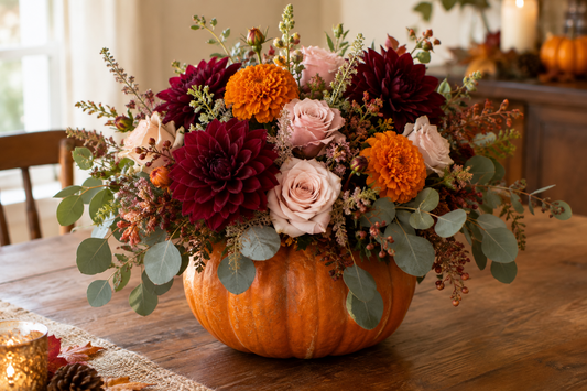 How to Make a Pumpkin Floral Centerpiece for Thanksgiving
