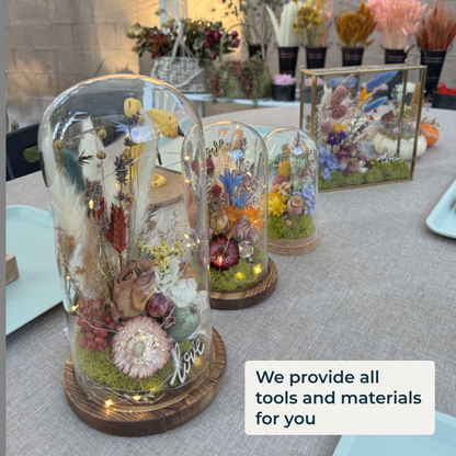 GLASS CLOCHE FLOWER ARRANGEMENT WORKSHOP