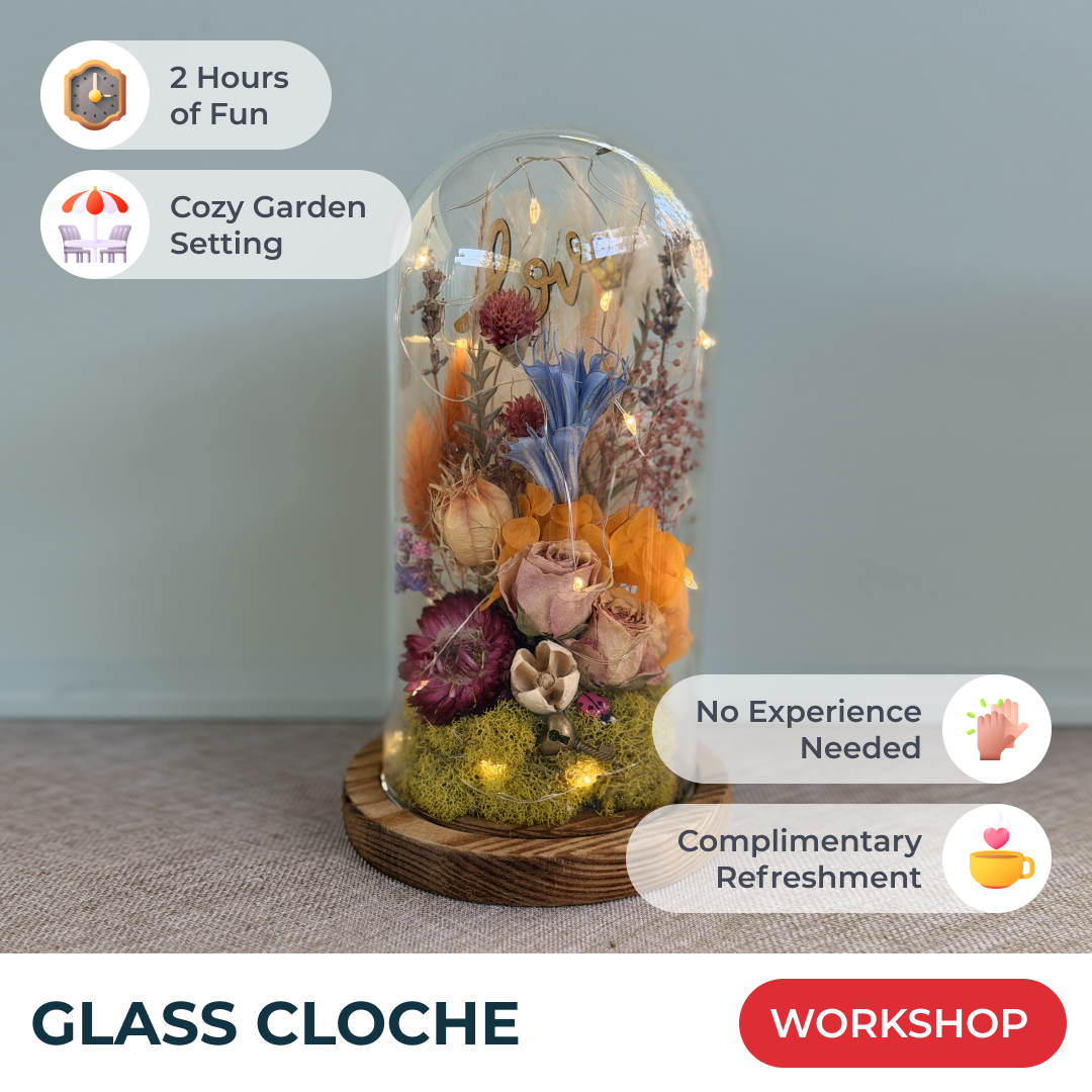 GLASS CLOCHE FLOWER ARRANGEMENT WORKSHOP