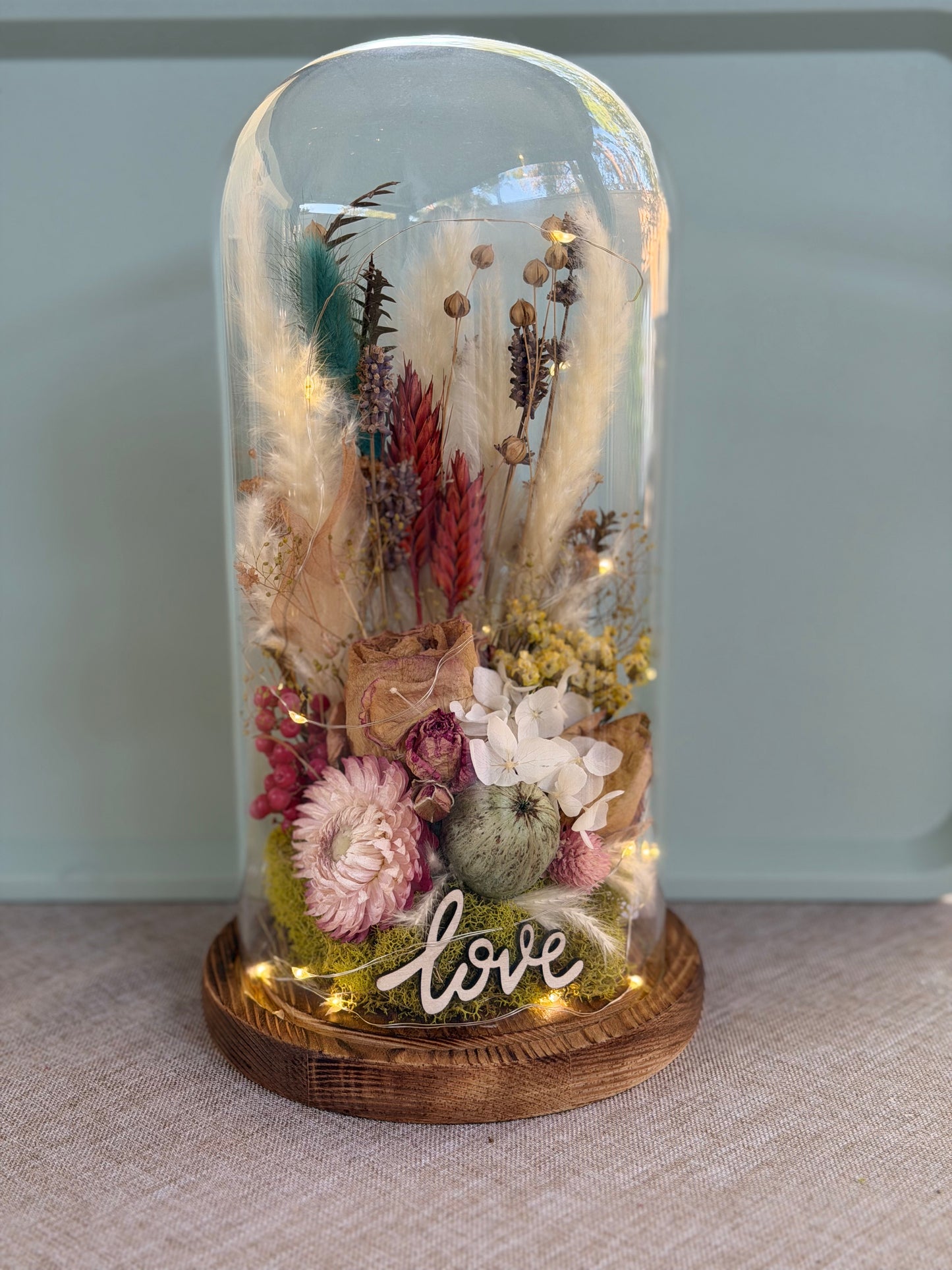 Ready Made Glass Cloche Flower Arrangement